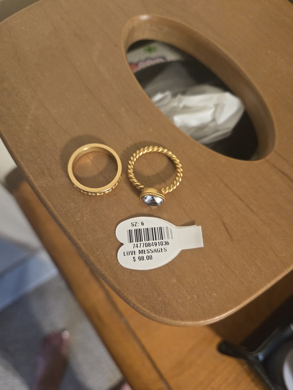 Brighton Love Messages Gold-Tone Twist Ring with Light Blue Stone - Size 6